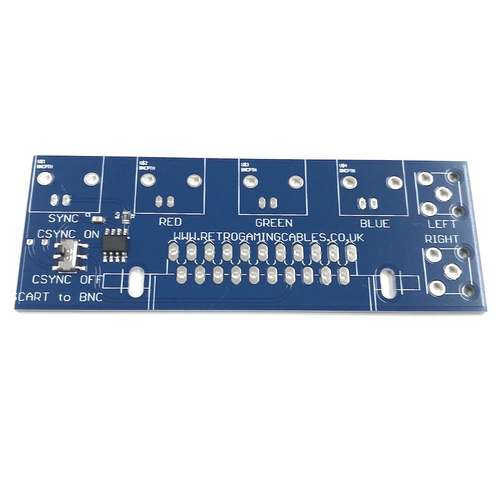 Female SCART to BNC adapter board with switchable CSYNC function